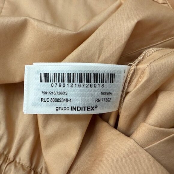 Zara Gabardine Utility Cargo Oversized Cotton Jumpsuit Tan Women's Size XS NWT - Picture 5 of 5